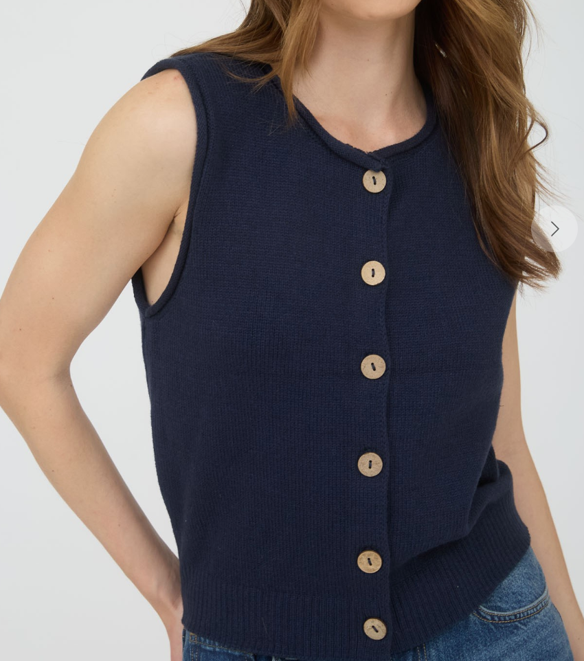 Raw Edge Button Down Cardigan Vest