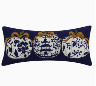 Chinoiserie Pumpkin Hook Pillow-Blue