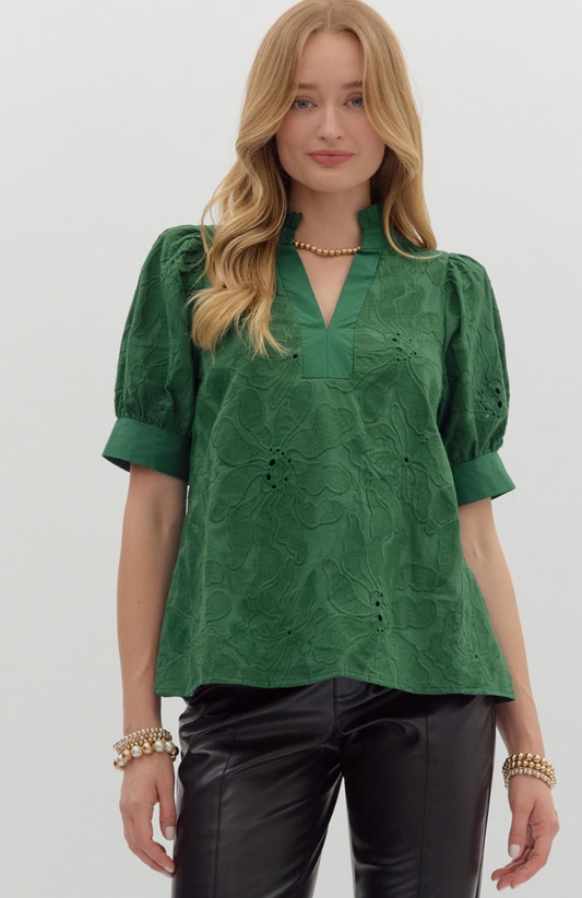 Darling Floral Top-Green