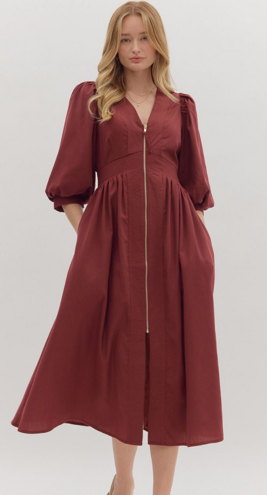 ¾ Sleeve Midi Dress