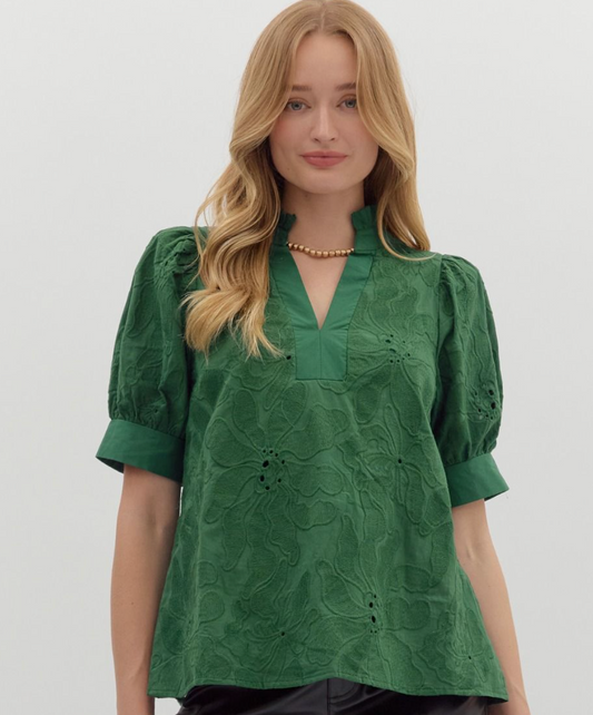 Green Floral Top