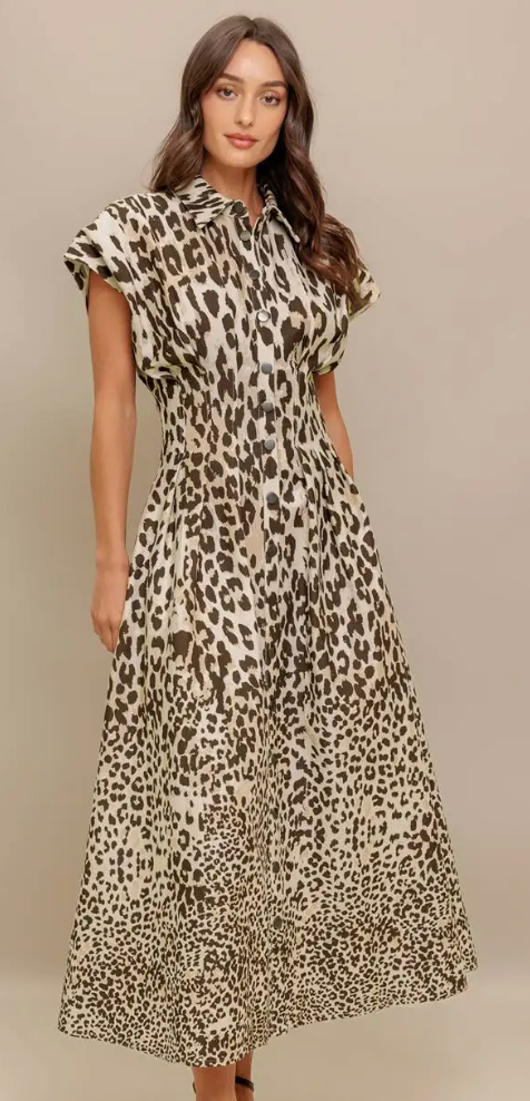 A Printed Woven Midi Dress