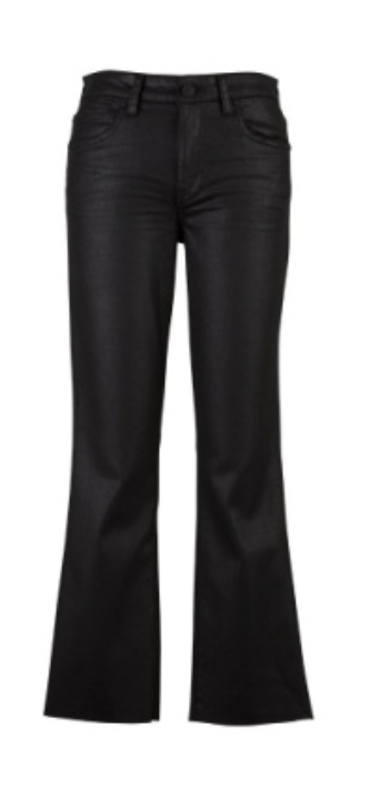 KELSEY HIGH RISE ANKLE FLARE WITH RAW HEM-black