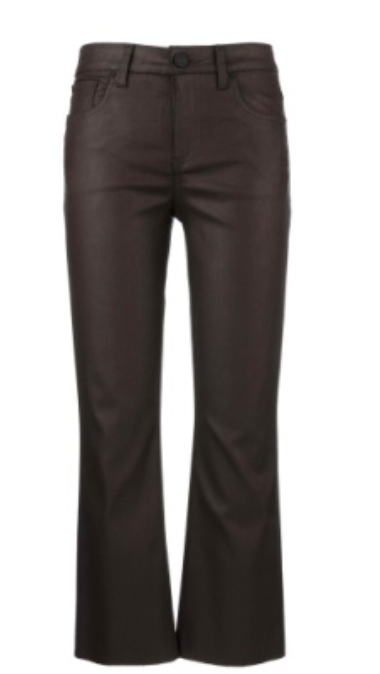 KELSEY HIGH RISE ANKLE FLARE WITH RAW HEM-chocolate