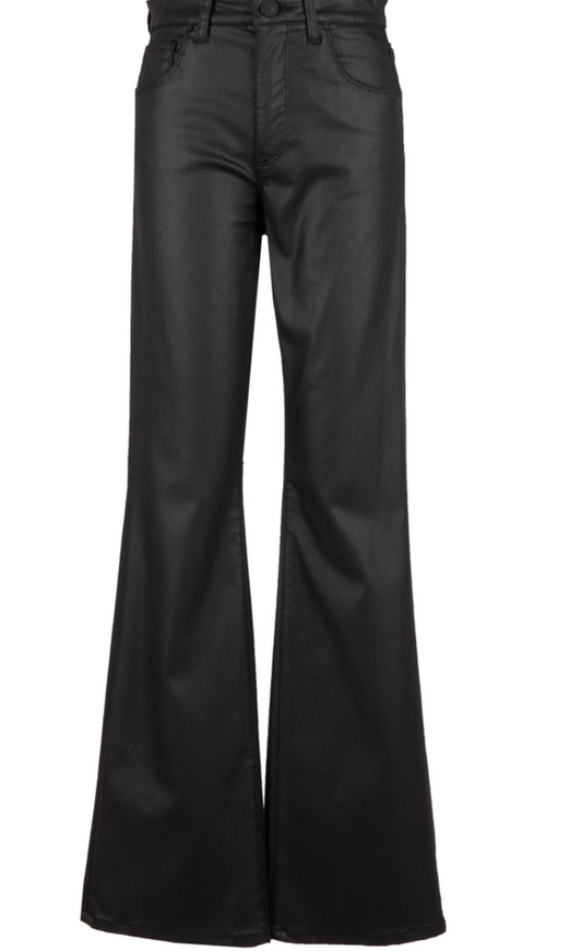 KUT Ana High Rise Fab Ab Flare - Coated Black