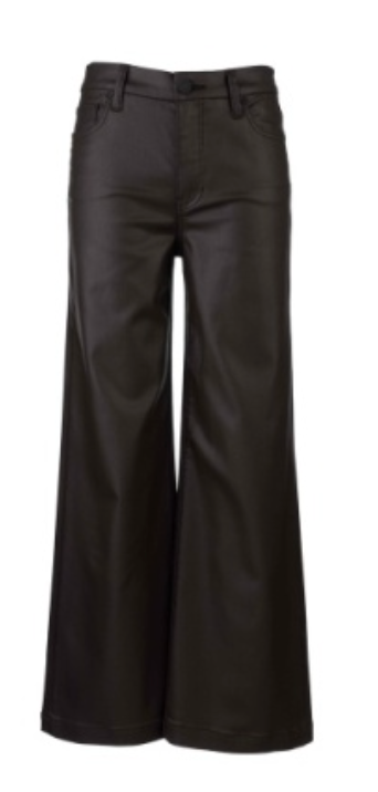 KUT Ana High Rise Fab Ab Flare - Coated Chocolate
