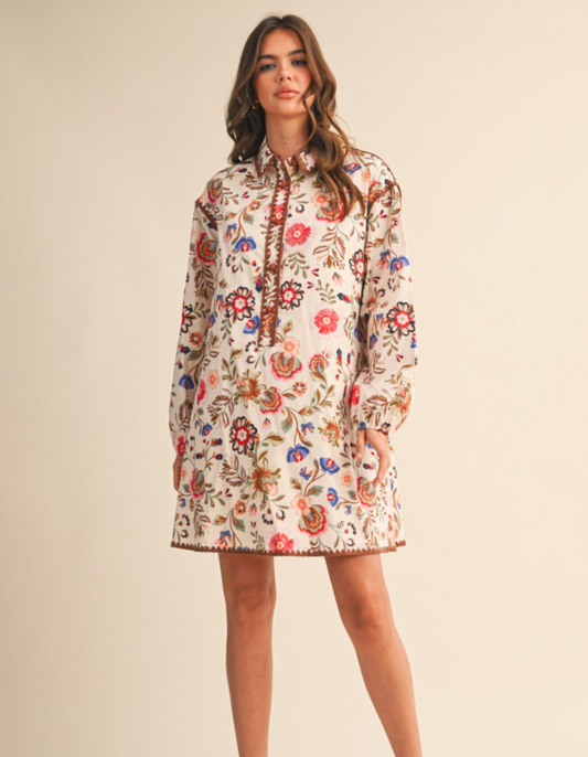 Cream Multi Dress