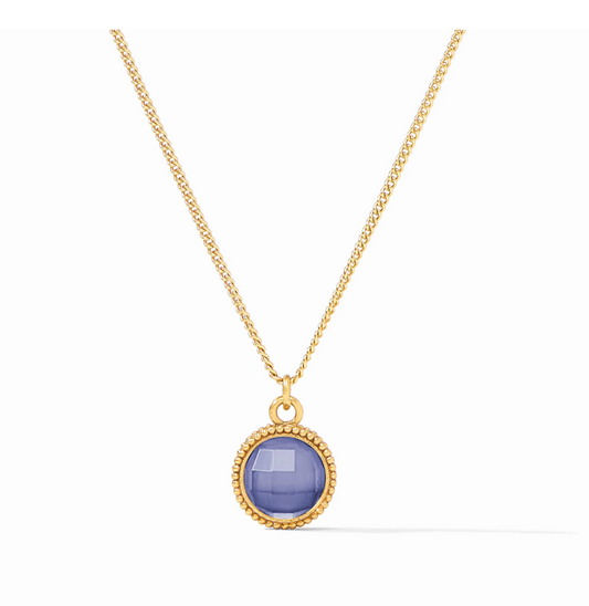Fleur-de-Lis Solitaire Necklace - Iridescent Tanzanite Blue