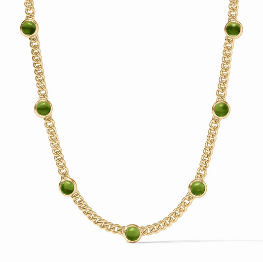 Dolce Delicate Station Necklace- Iridescent Palmetto Green