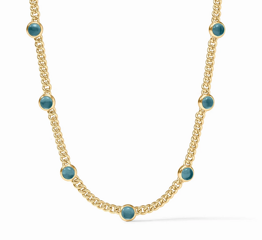 Dolce Delicate Station Necklace- Iridescent Montana Blue