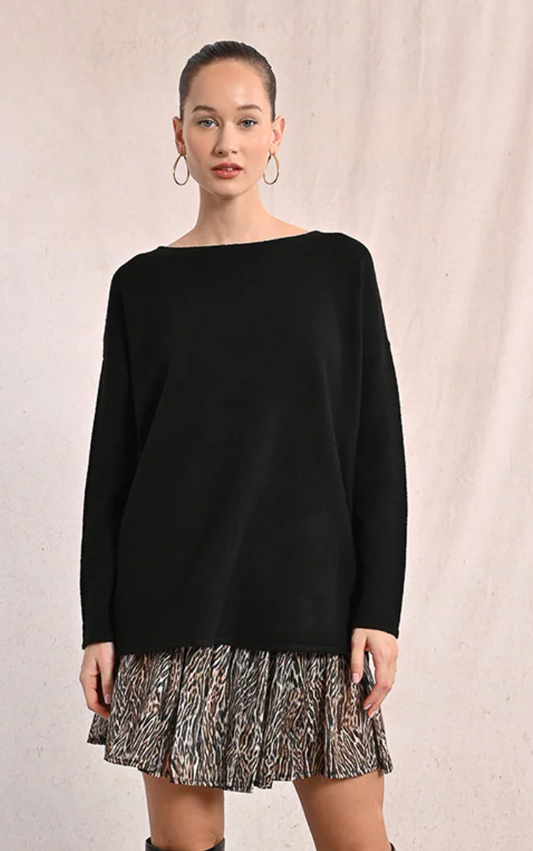 Ladies Knitted Sweater- Black long sleeve