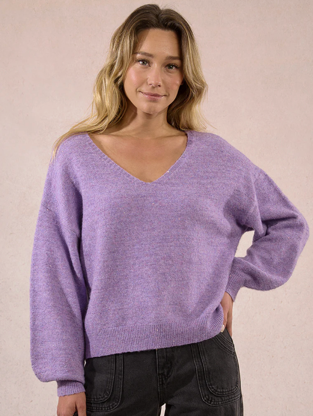 LADIES KNITTED SWEATER- Mauve