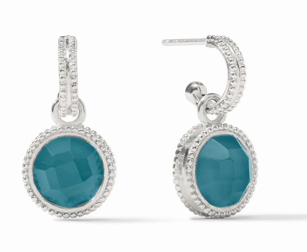 Fleur-de-Lis Hoop & Charm Earring Sliver-Iridescent Montana Blue