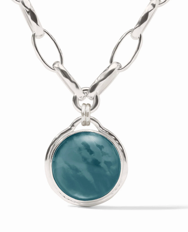 Solara Statement Necklace Sliver- Iridescent Montana Blue