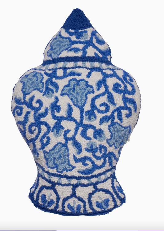 Shaped Chinoiserie Vase Hook Pillow