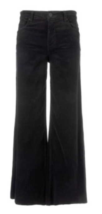 Meg High Rise Fab AB Wide Leg Raw Hem- Black CORDUROY