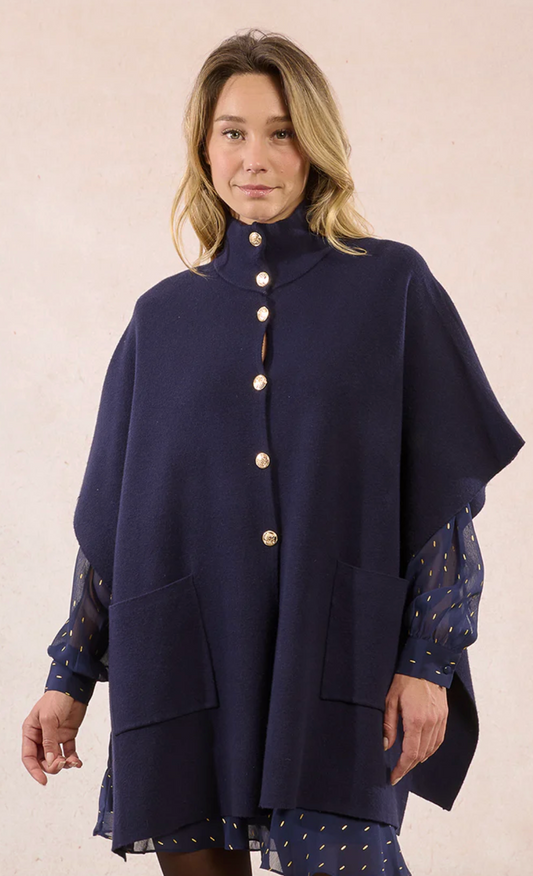 Laddies Knitted Cape-Navy