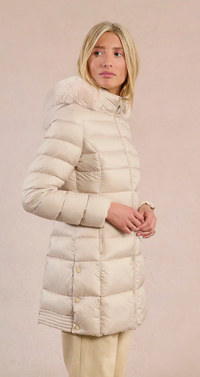 Ladies Woven Padded Jacket- Off White