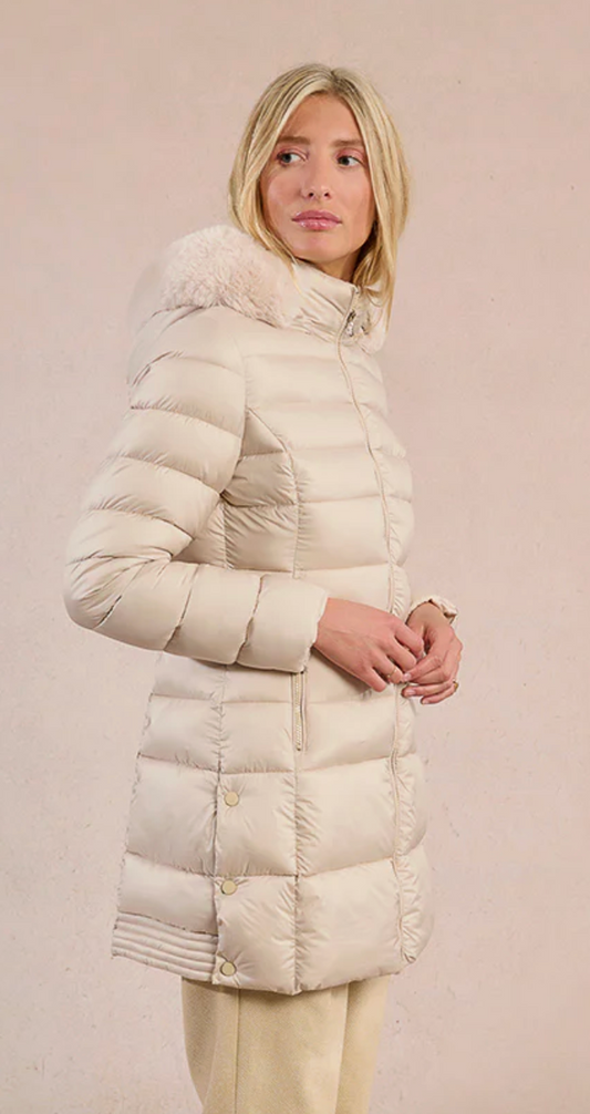 Ladies Woven Padded Jacket- Off White