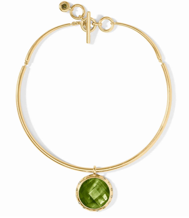 Rainbow Statement Necklace-Iridescent Palmetto Green with Shades of Jade halo