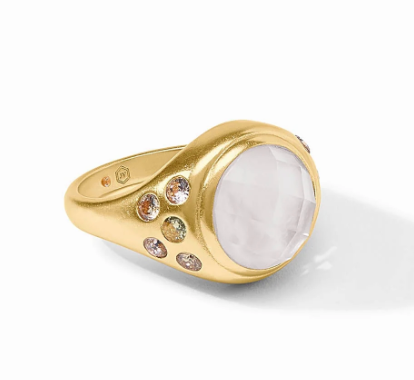 Rainbow Statement Ring-Iridescent Clear Crystal with Champagne Radiance halo