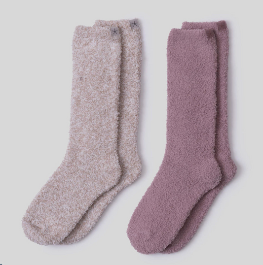 CozyChic Socks - Teaberry / Heathered Stone