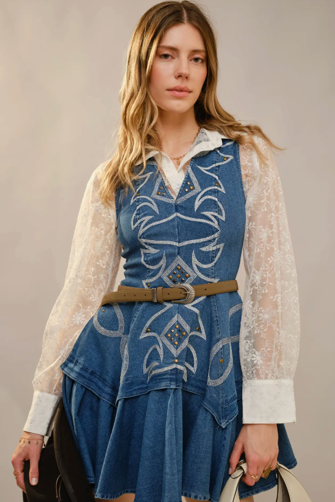 Western Stitch Flare Denim Minidress