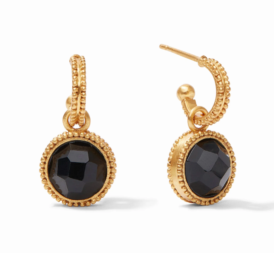 Fleur-de-Lis Hoop & Charm Earring - Obsidian Black