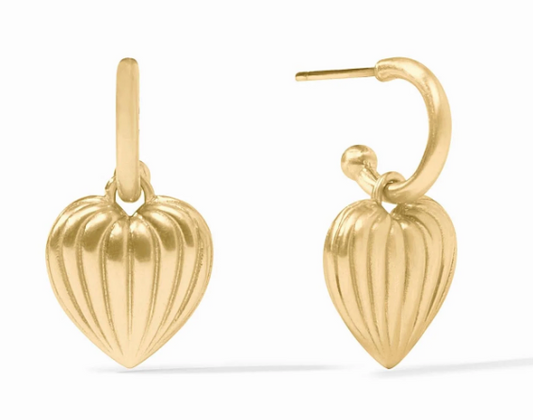 Puffy Heart Hoop & Charm Earring - Gold