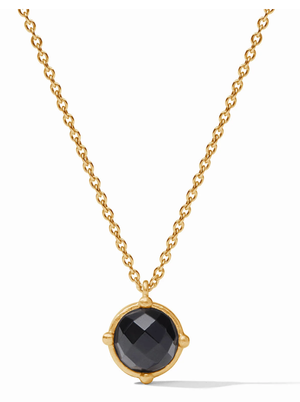 Honeybee Solitaire Necklace Gold - Obsidian Black