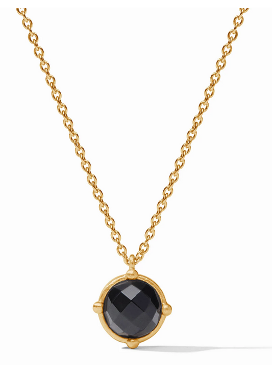 Honeybee Solitaire Necklace Gold - Obsidian Black