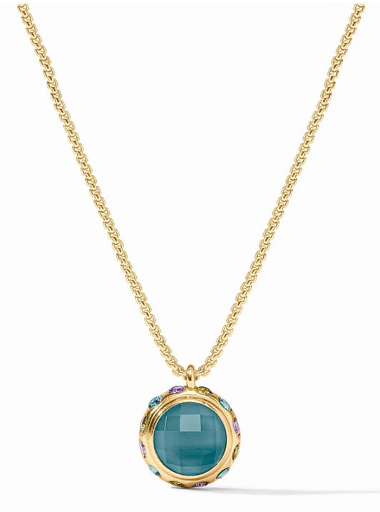 Rainbow Delicate Necklace Gold - Iridescent Montana Blue with Blue Twilight halo