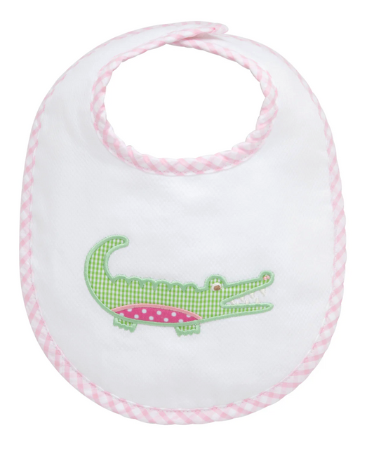 Alligator Applique Basic Bib, Pink