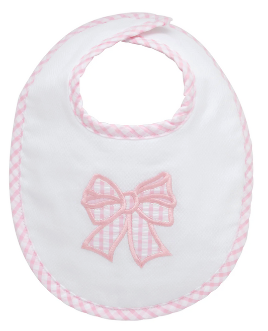 Bow Applique Basic Bib, Pink