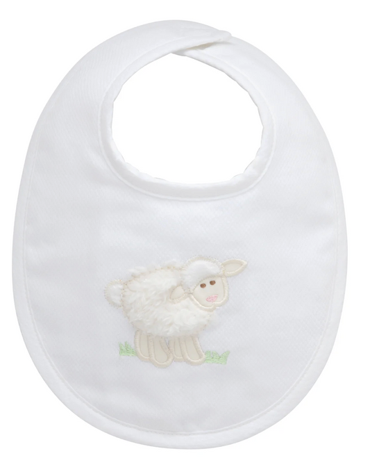 Lamb Applique Basic Bib, White
