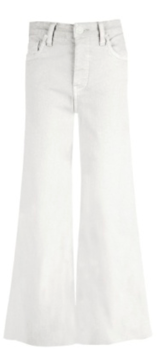 MEG HIGH RISE FAB AB WIDE LEG RAW HEM- White