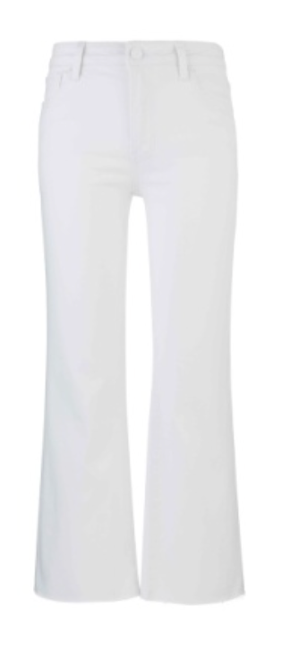 KELSEY HIGH RISE ANKLE FLARE WITH RAW HEM- White