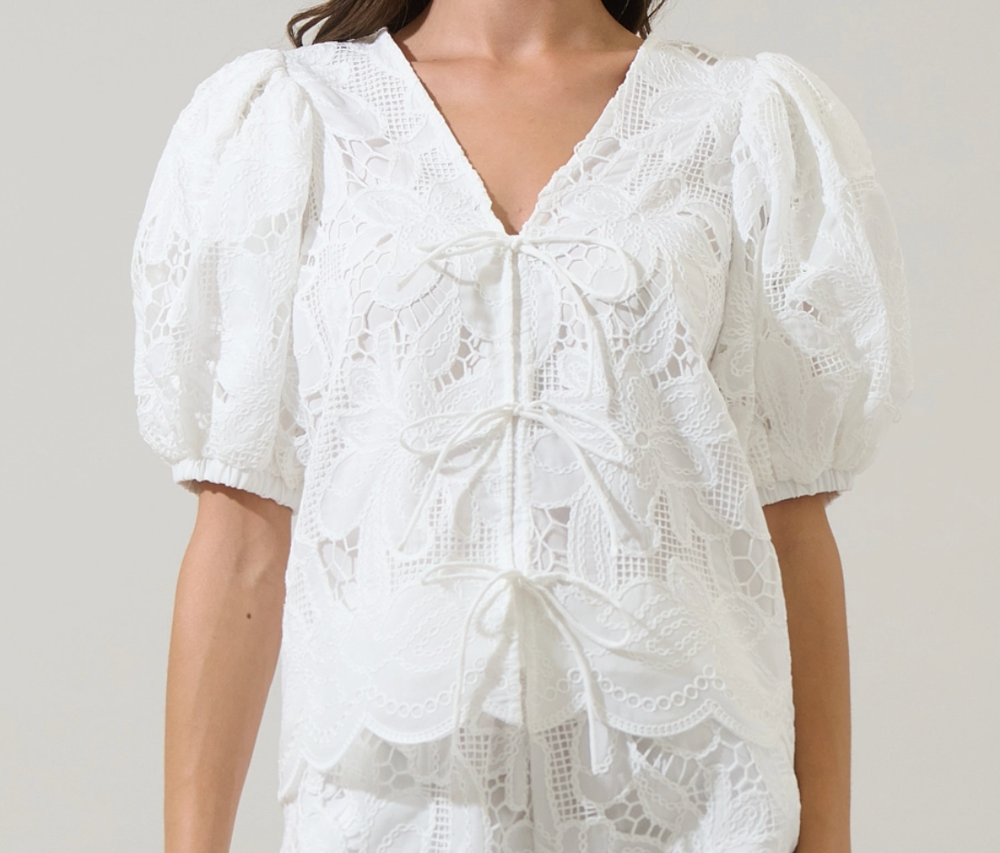 Friona Eyelet Puff Sleeve Top