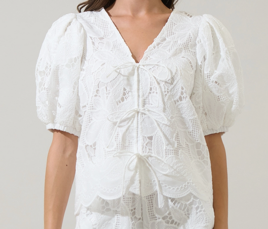 Friona Eyelet Puff Sleeve Top