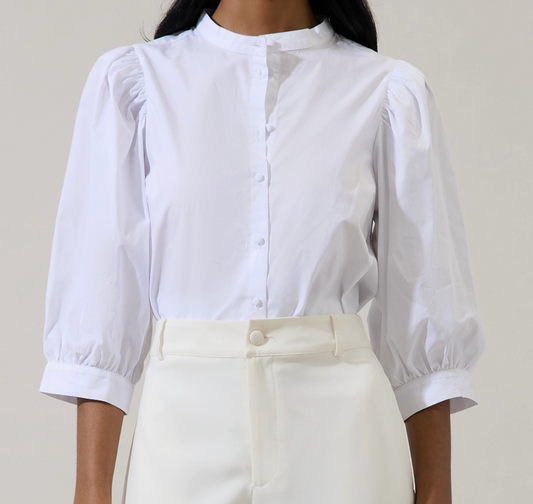 Raveny Button Up Puff Sleeve Shirt
