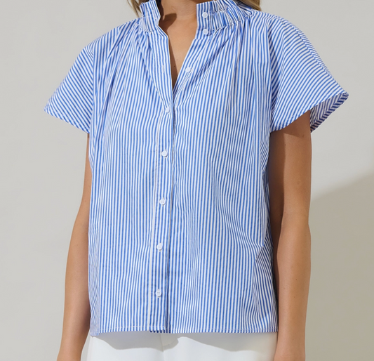 Sherah Striped Patma Mock Neck Top