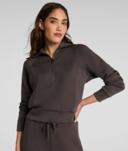 SPANX AirEssentials Half Zip- Dark Cacao