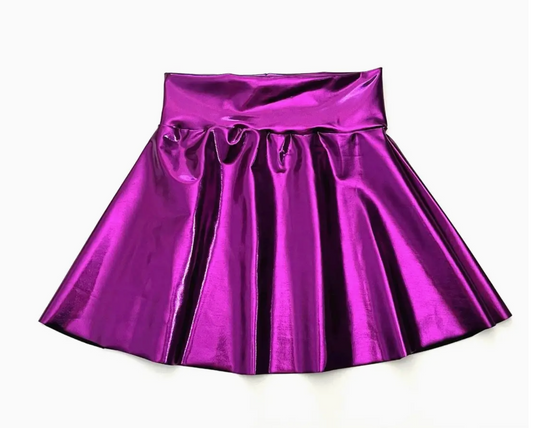 Girls Shiny Metallic Skater Skirt