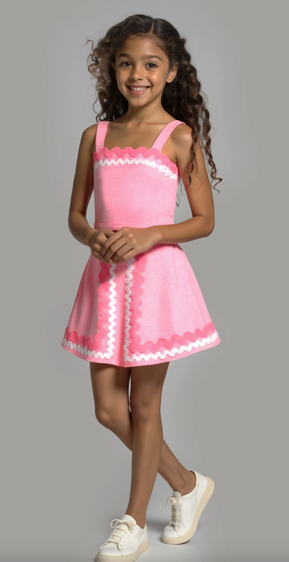 Rick Rack Trimmed Set- Pink