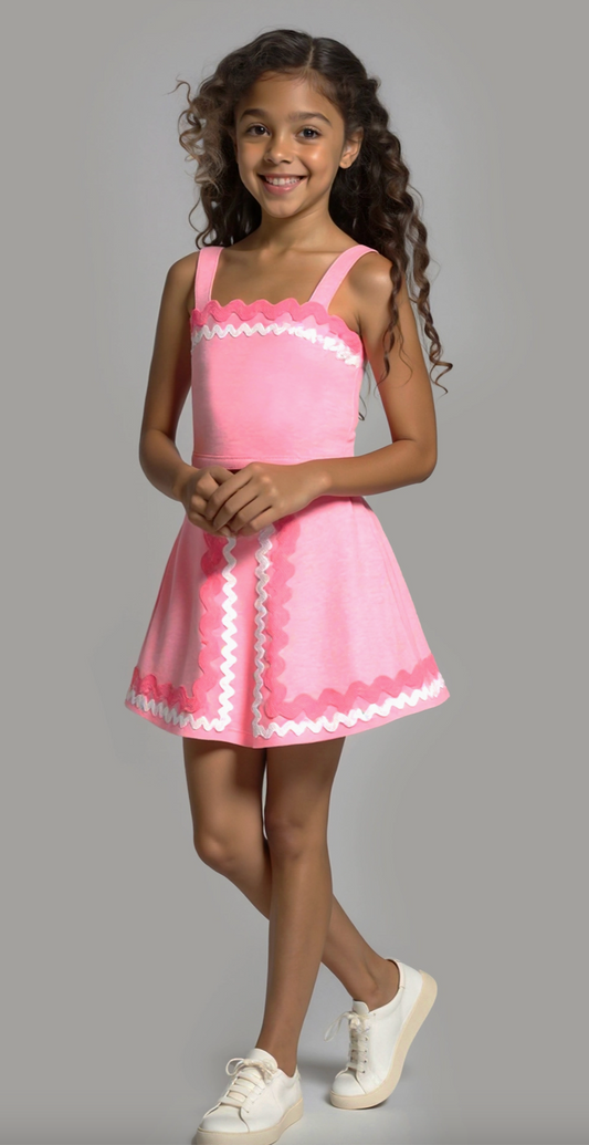 Rick Rack Trimmed Set- Pink