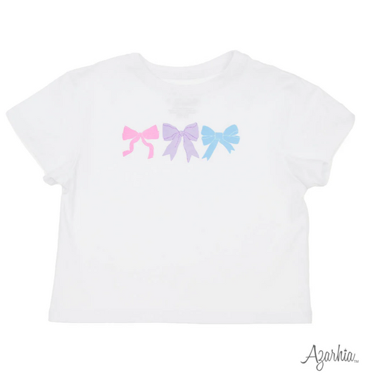 Pastel Bow White Ringer Boxy