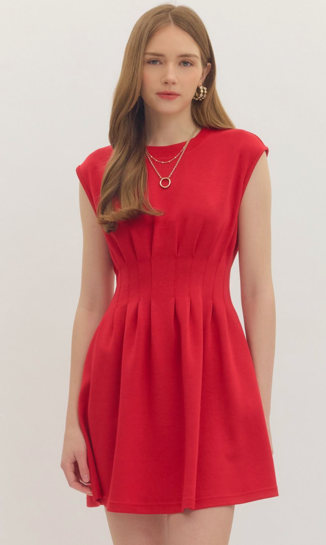 Red Pintuck Dress