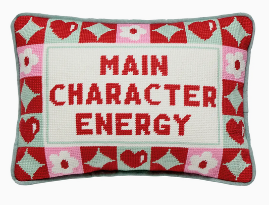 Main Character Energy Embroidered Pillow
