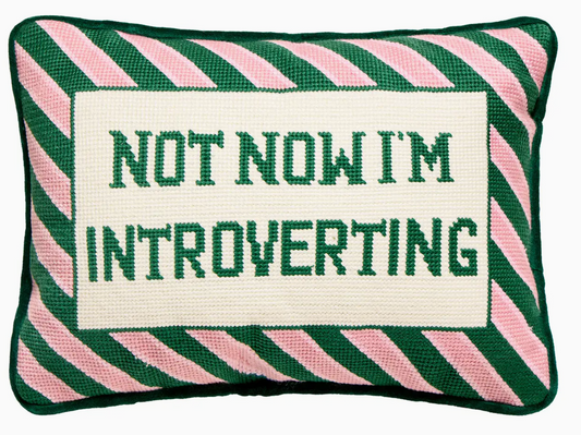 Not Now I'm Introverting Embroidered Pillow