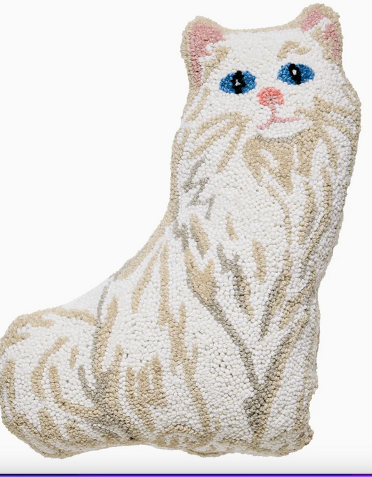 Shaped White Cat Hook Pillow